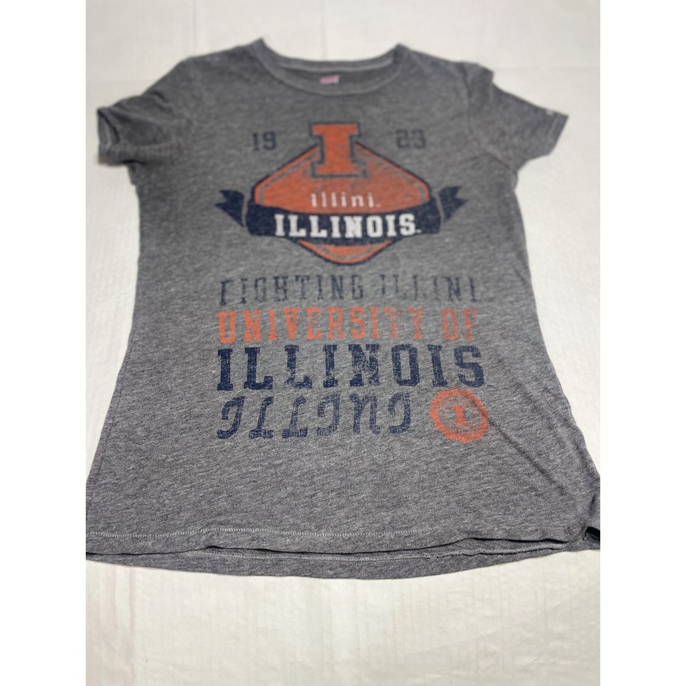 Soffe University of Illinois Fighting Illini Graphic T-Shirt Gray XL Womens